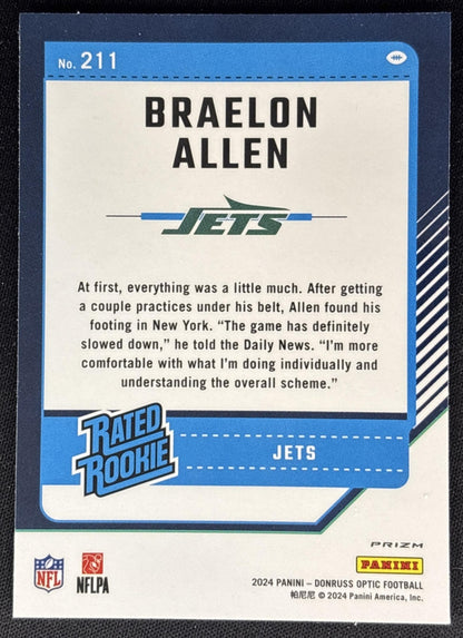 Braelon Allen 2024 Panini Donruss Optic Blue Hyper