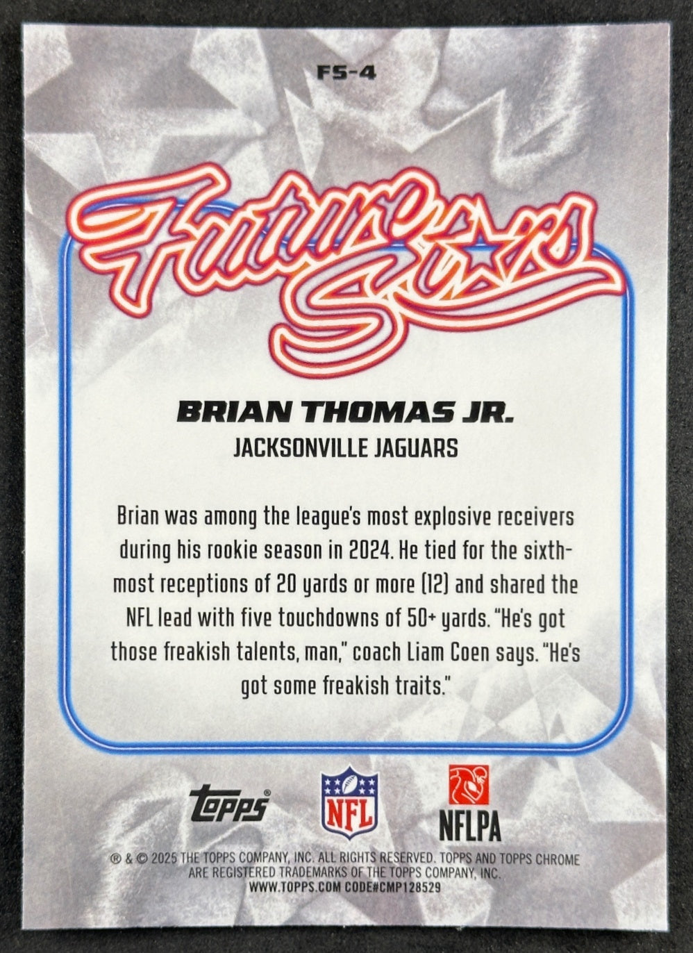 Brian Thomas Jr. 2025 Topps Chrome Future Stars Jaguars Sports Trading Cards