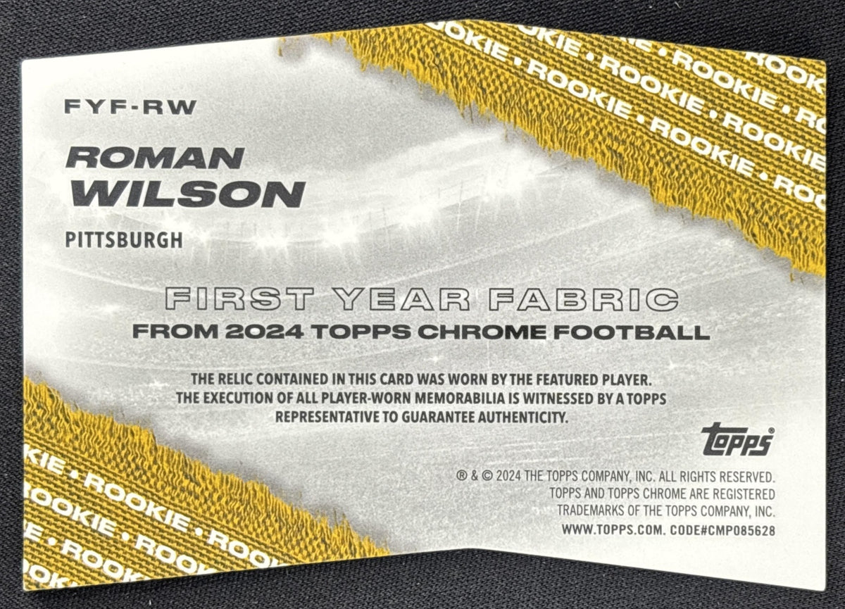 Roman Wilson 2024 Topps Chrome First Year Fabric Steelers