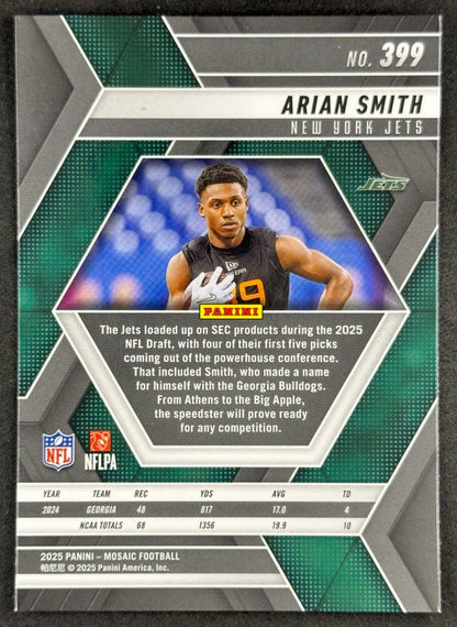 Arian Smith 2025 Mosaic Rookies Jets Sports Trading Card