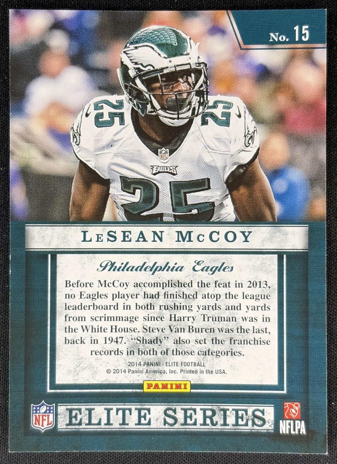 LeSean McCoy 2014 Panini Elite Series Silver Eagles - Back