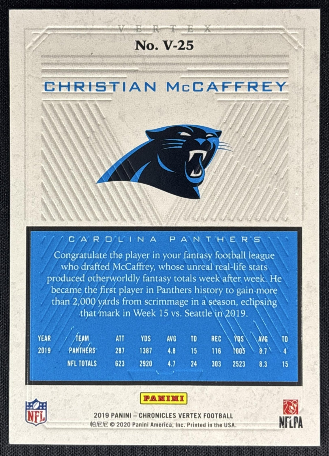 Zack Moss 2020 Panini Chronicles Vertex Bills Back
