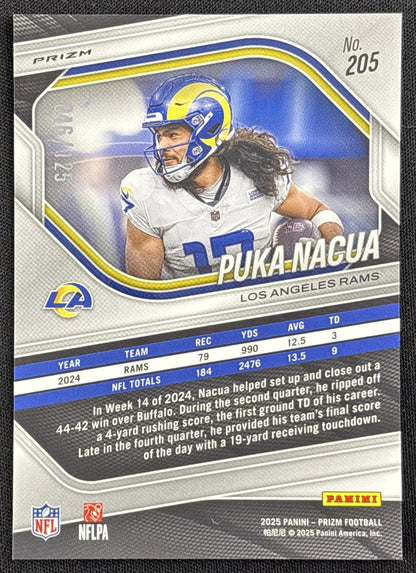 Puka Nacua 2025 Panini Prizm No Huddle Blue /125 Rams