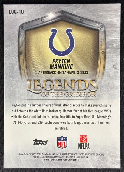 Peyton Manning 2025 Chrome Legends of the Gridiron Colts Sports Trading Cards