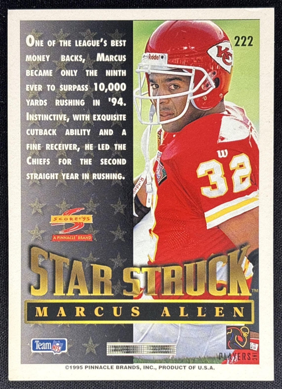 Marcus Allen 1995 Score Chiefs - Back