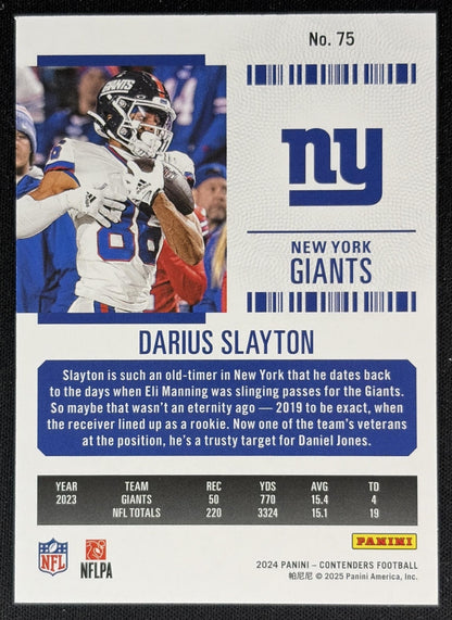 Darius Slayton 2024 Panini Contenders Game Ticket Green /175 Giants back