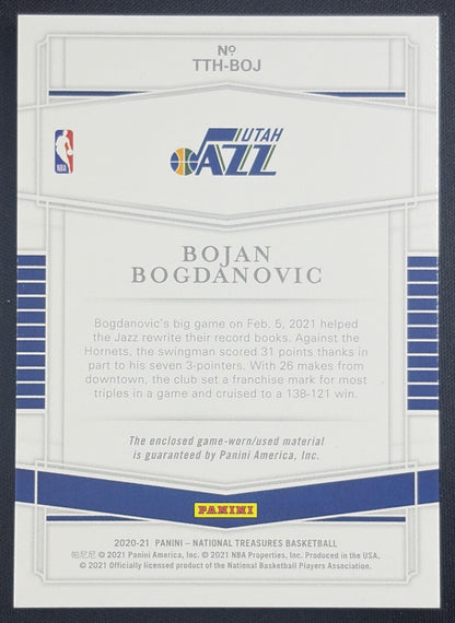 Bojan Bogdanovic 2020 Panini National Treasures Treasured Threads /99 Jazz Utah Jazz Sports Trading Card