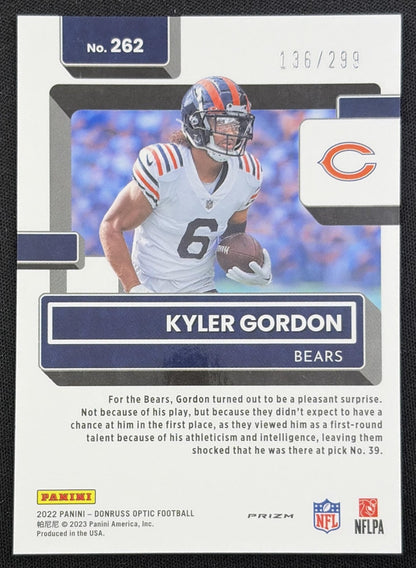Kyler Gordon 2022 Panini Donruss Optic Aqua /299 Bears back
