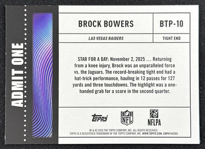 Brock Bowers 2026 Topps Flagship Big Ticket Players Raiders