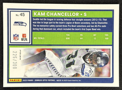 Kam Chancellor 2025 Panini Donruss Optic Wave Prizm /300 Seahawks