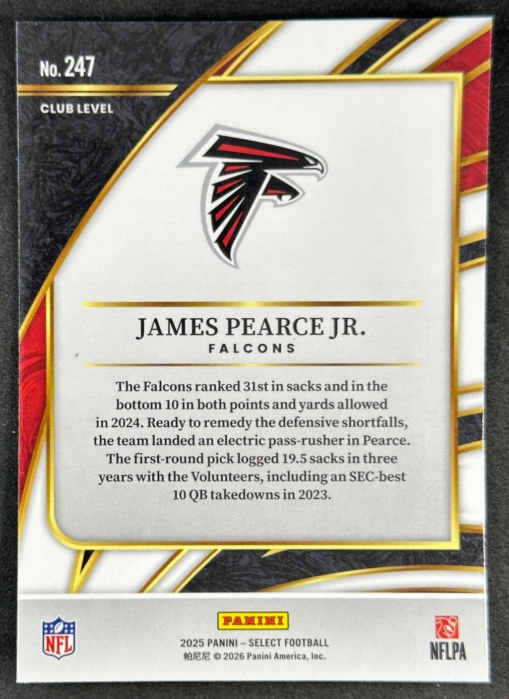 James Pearce Jr. 2025 Select Club Level Falcons