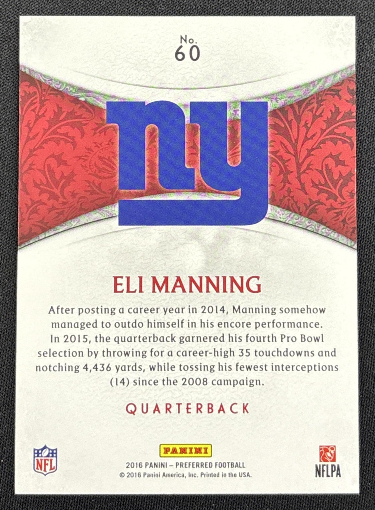 Eli Manning 2016 Panini Crown Royale Holo Gold /149 Giants