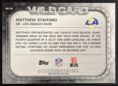 Matthew Stafford 2026 Topps Wild Card Moments Rams