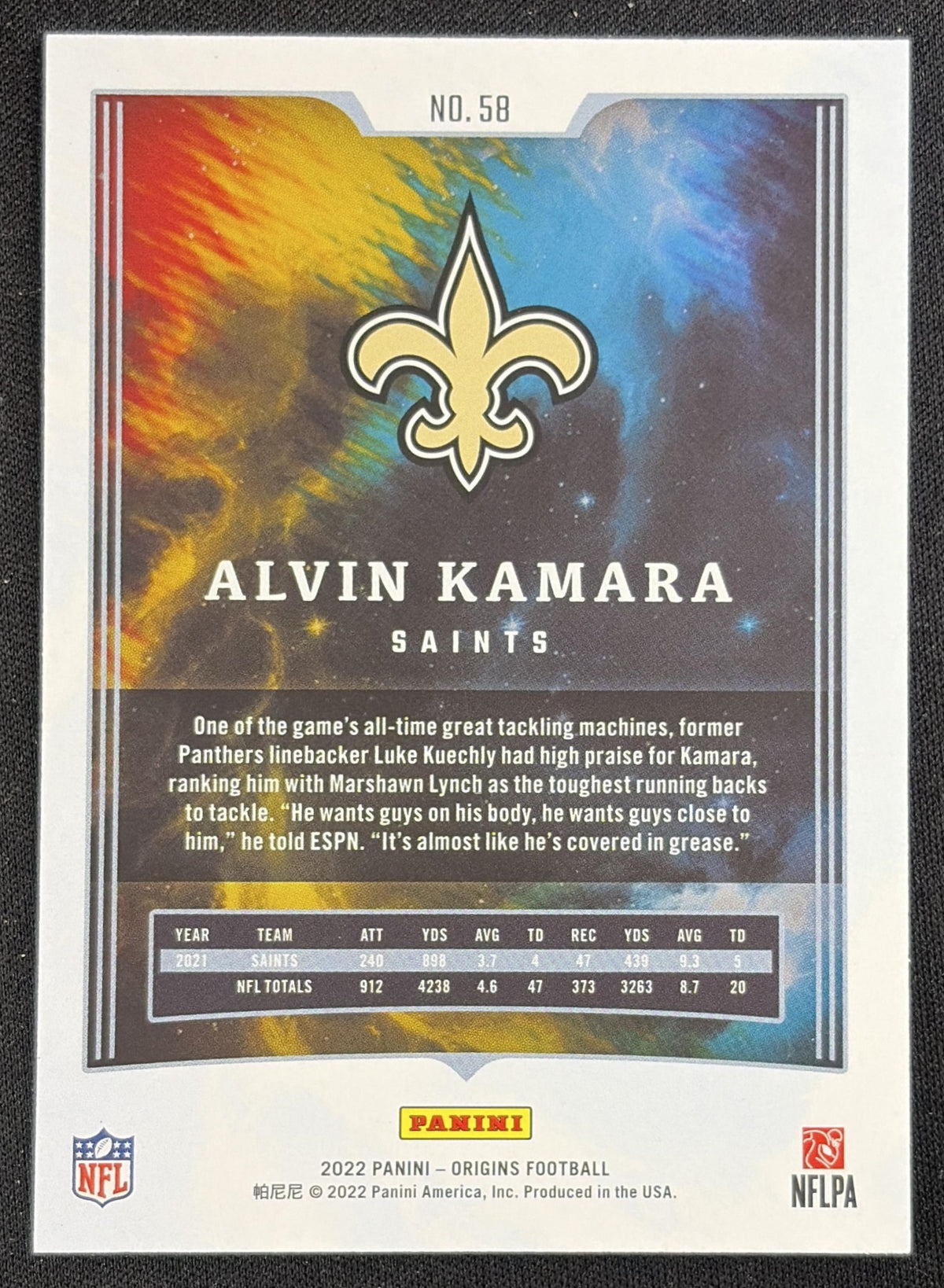 Alvin Kamara 2022 Panini Origins Saints