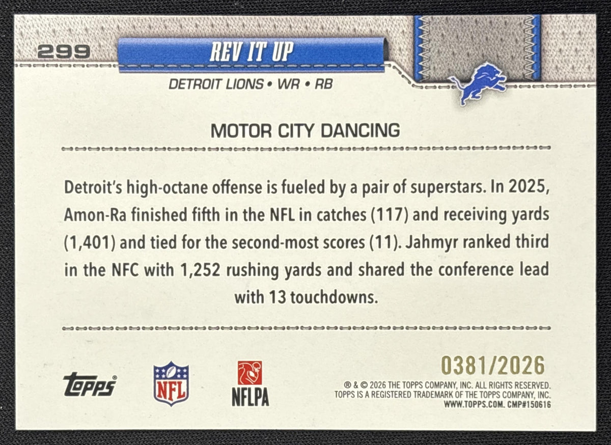 Rev It Up 2026 Topps Gold /2026 Lions