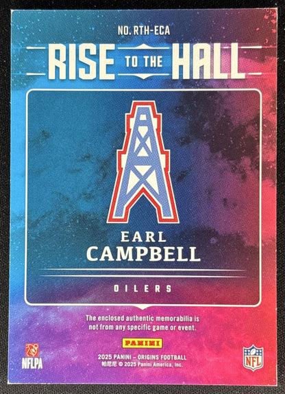 Earl Campbell 2025 Panini Origins Rise to the Hall Turquoise /99