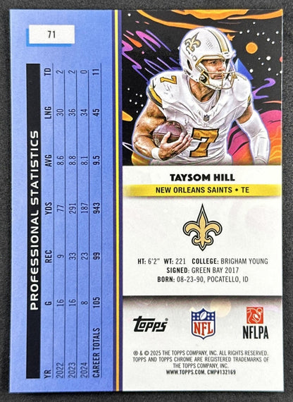 Taysom Hill 2025 Topps Cosmic Chrome Saints back