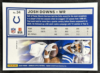 Josh Downs 2025 Panini Donruss Optic Stars Prizm Colts Sports Trading Cards