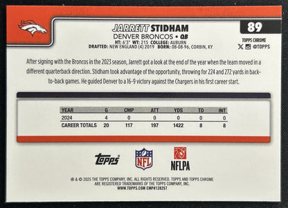 Jarrett Stidham 2025 Topps Chrome Broncos