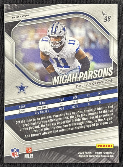 Micah Parsons 2025 Panini Prizm No Huddle Cowboys