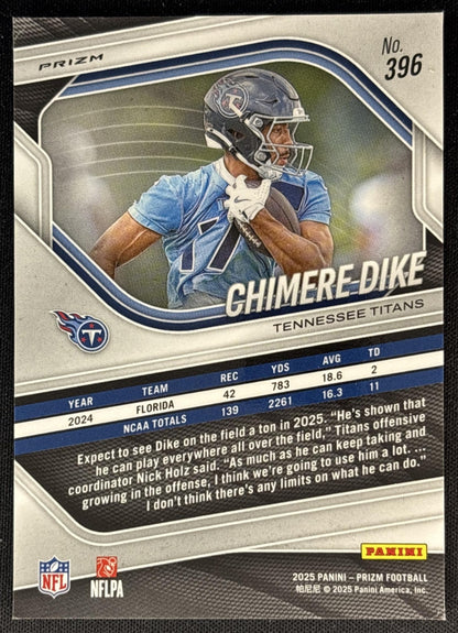 Chimere Dike 2025 Panini Prizm Green Flash Titans back
