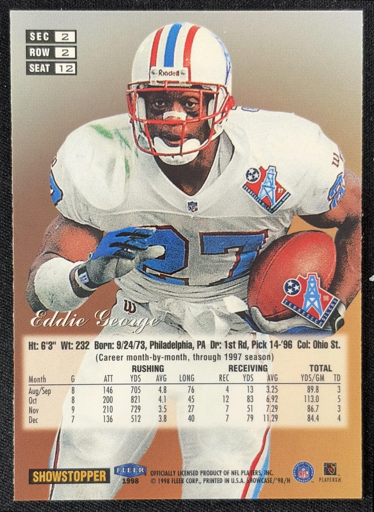 Eddie George 1998 Fleer Flair Showcase Row 2 Style