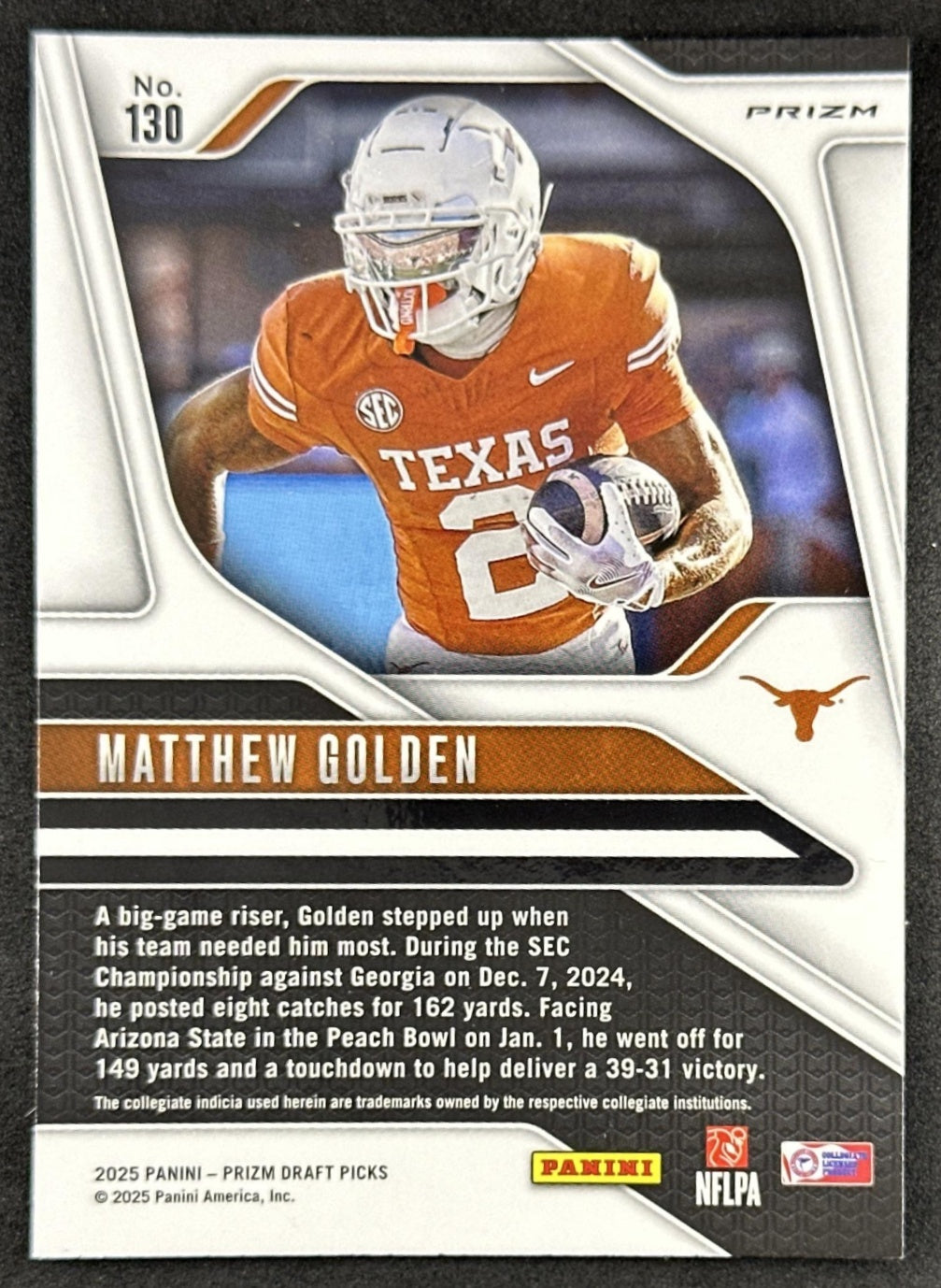 Matthew Golden 2025 Panini Prizm Draft Picks Silver Longhorns Sports Trading Card