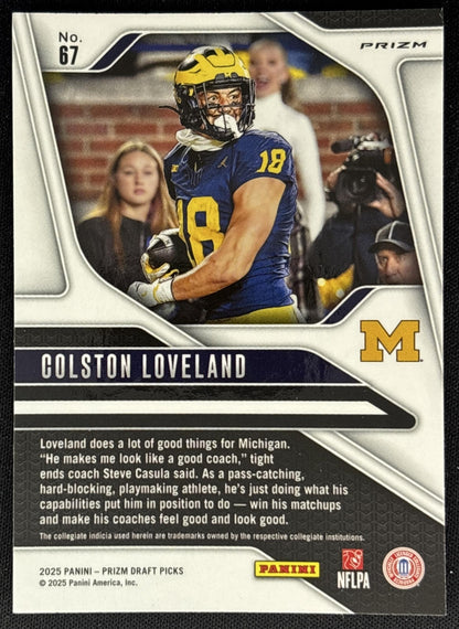 Colston Loveland 2025 Panini Prizm Draft Picks Ruby Wave Bears back
