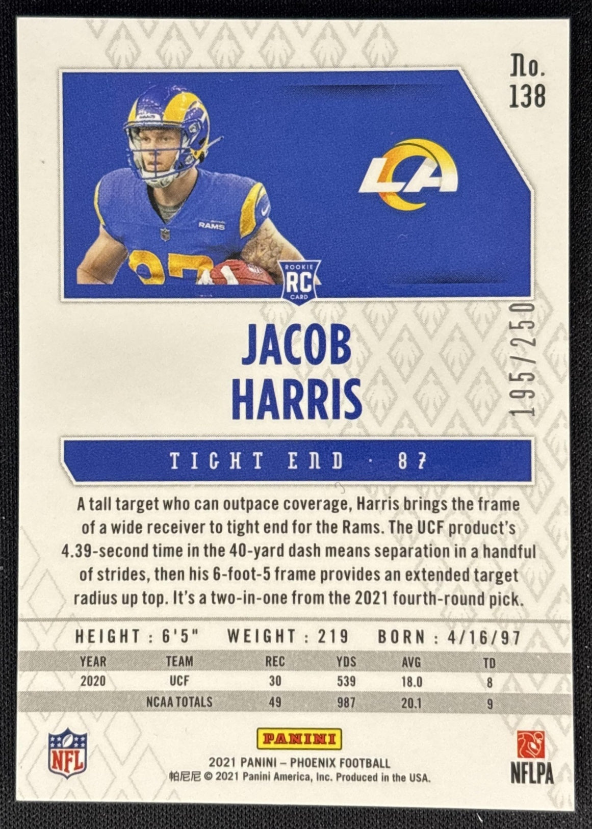 Jacob Harris 2021 Panini Phoenix Red /250 Rams