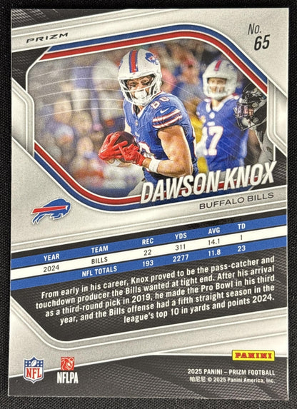 Dawson Knox 2025 Panini Prizm Neon Green Pulsar Bills Sports Trading Card