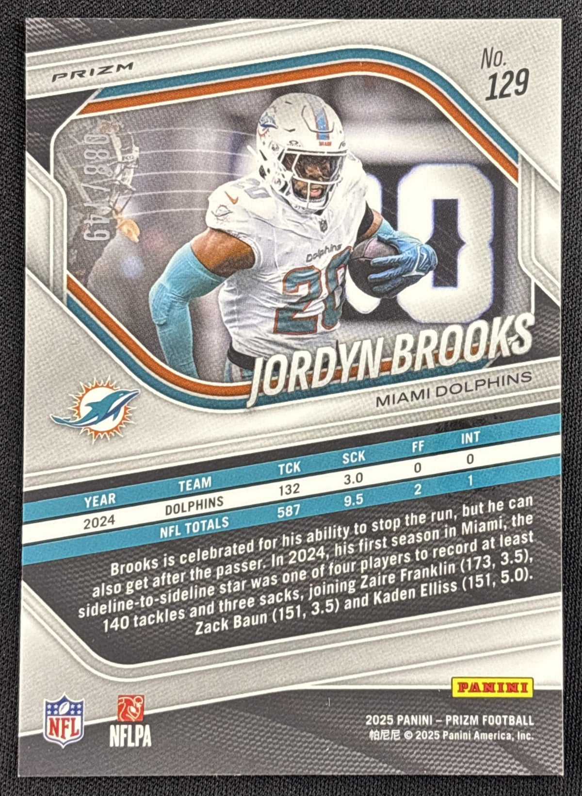 Jordyn Brooks 2025 Panini Prizm Red Wave /149 Dolphins