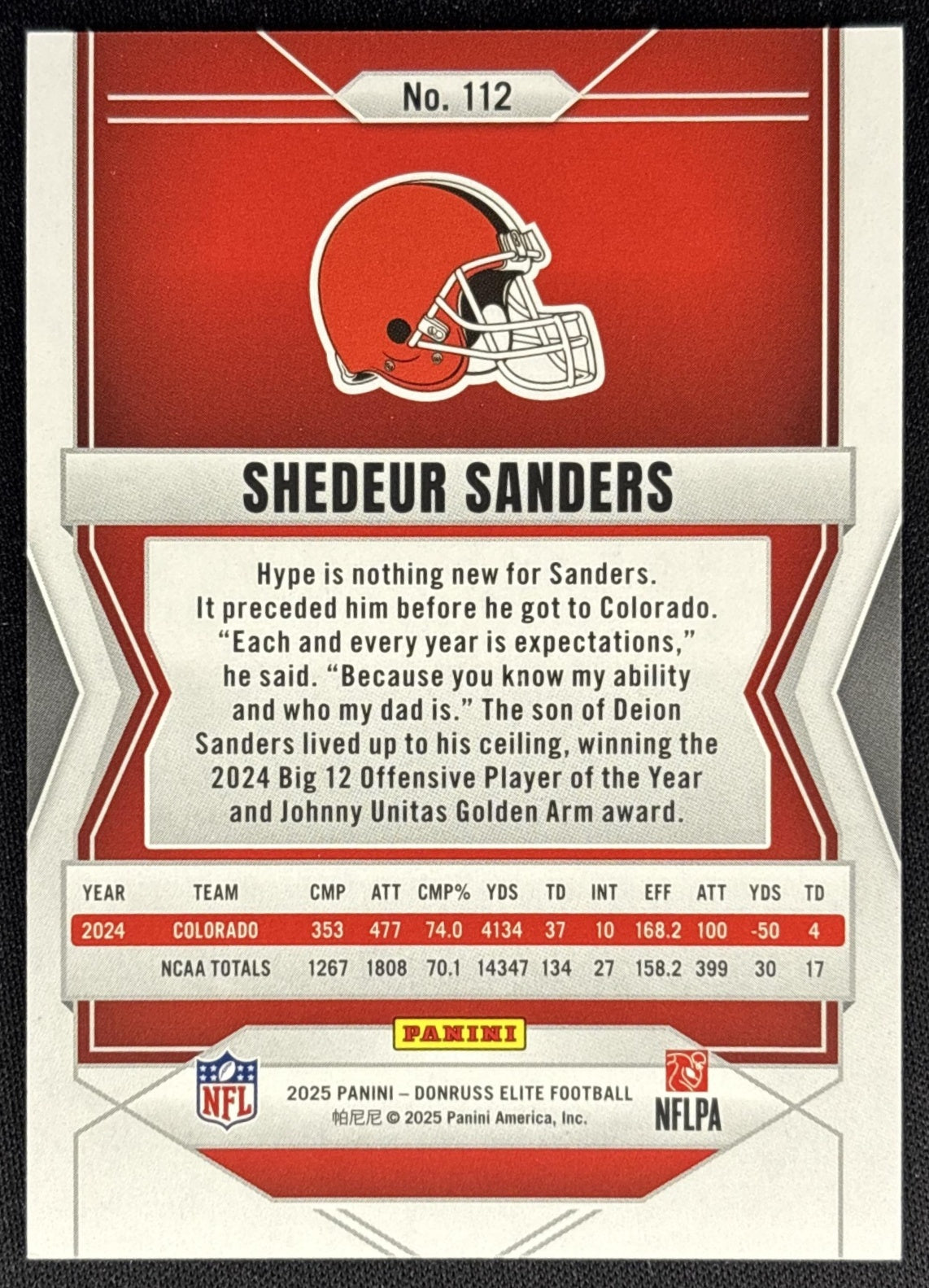 Shedeur Sanders 2025 Panini Donruss Elite Rookies /999 Browns Sports Trading Cards