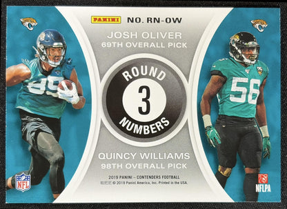 Josh Oliver Quincy Williams 2019 Panini Contenders Round Numbers Emerald Jaguars