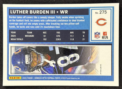 Luther Burden III 2025 Panini Donruss Optic Rated Rookie Blue Hyper Prizm Bears