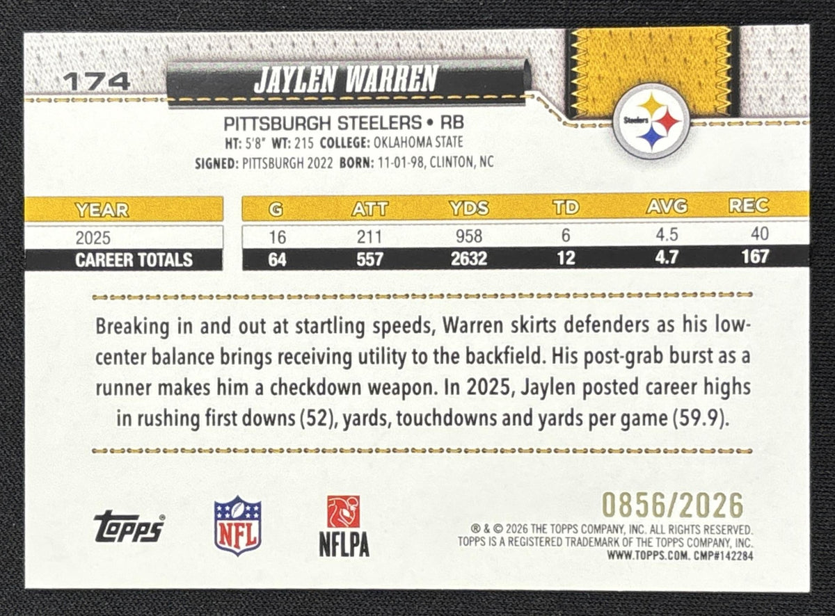 Jaylen Warren 2026 Topps Gold /2026 Steelers