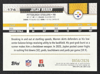 Jaylen Warren 2026 Topps Gold /2026 Steelers