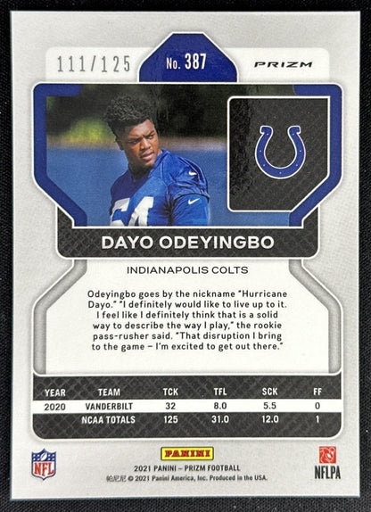 Dayo Odeyingbo 2021 Panini Prizm Purple /125 Colts