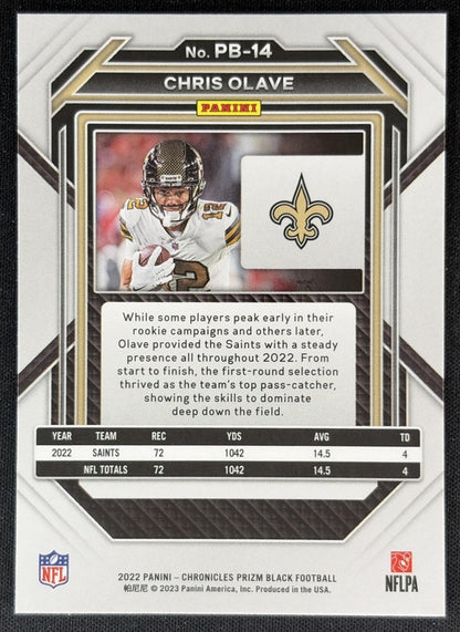 Chris Olave 2022 Panini Chronicles Prizm Black Saints Back