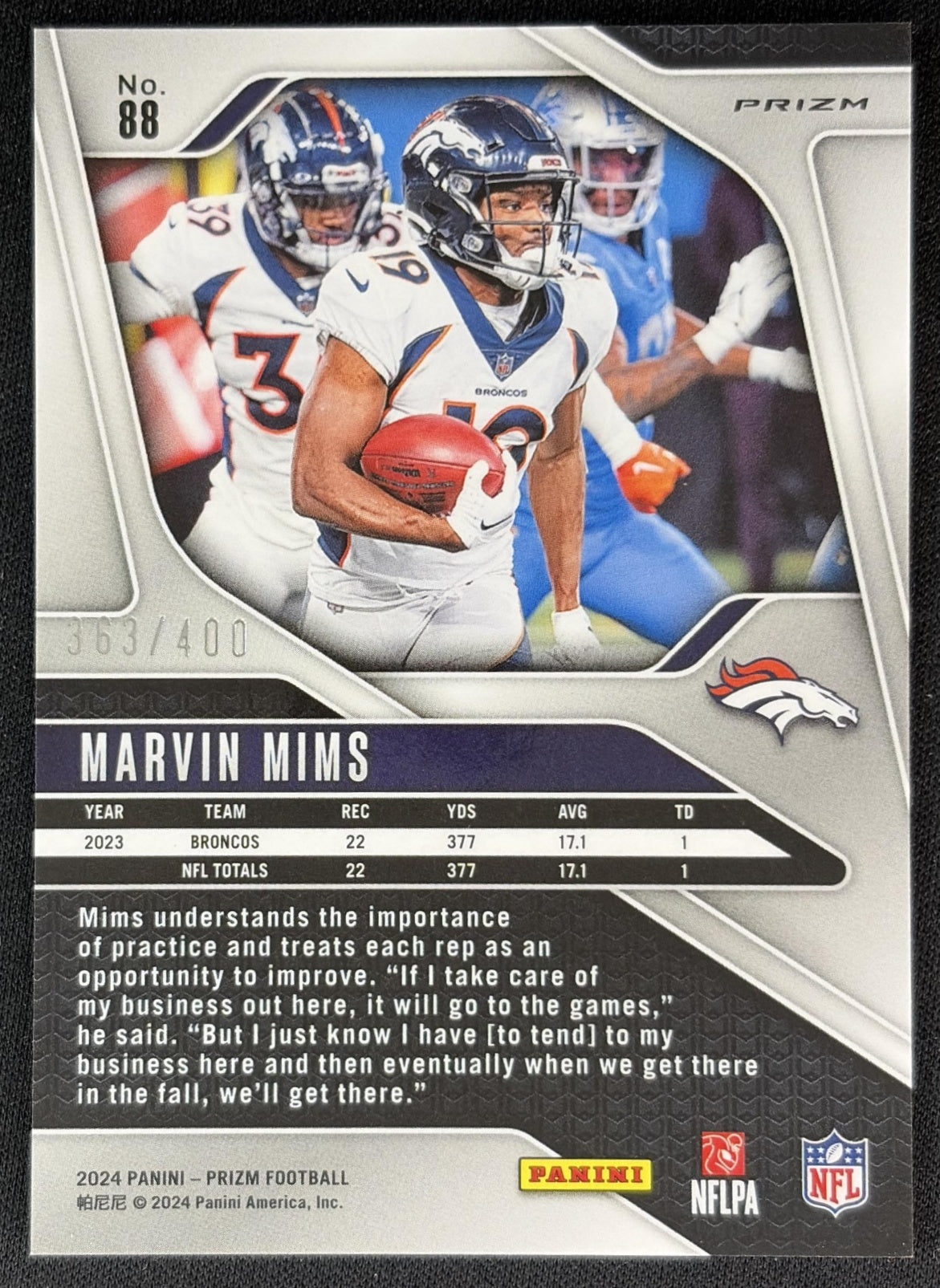 Marvin Mims 2024 Panini Prizm Pandora /400 Broncos back