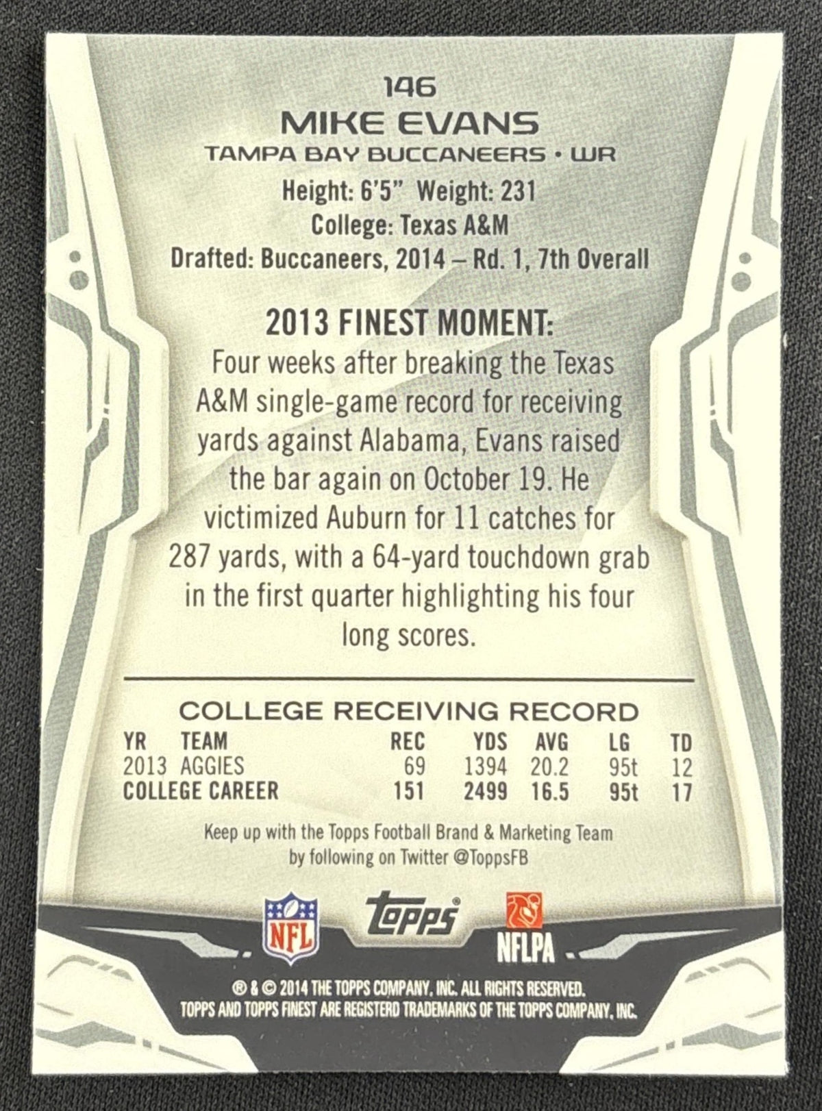 Mike Evans 2014 Topps Finest Buccaneers