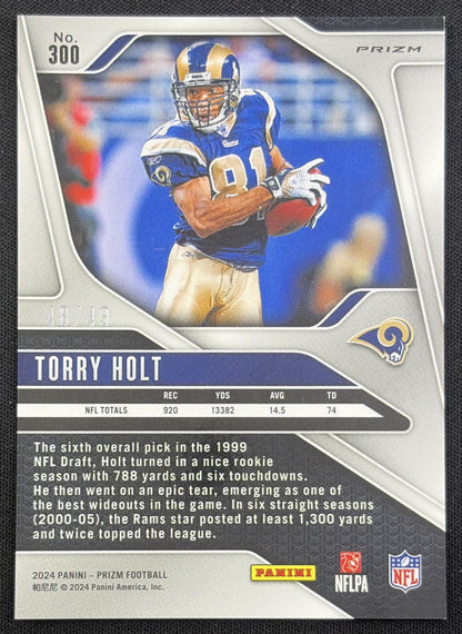 Torry Holt 2024 Panini Prizm Purple Power /49 Rams back