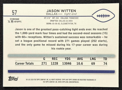 Jason Witten 2024 Topps Chrome Teal Refractor /250 Cowboys
