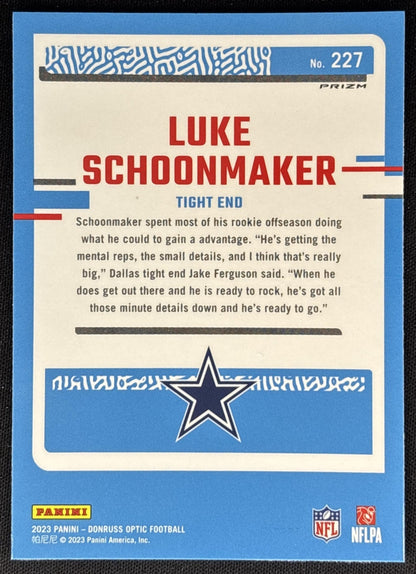 Luke Schoonmaker 2023 Panini Donruss Optic Purple Shock Prizm Cowboys Sports Trading Cards