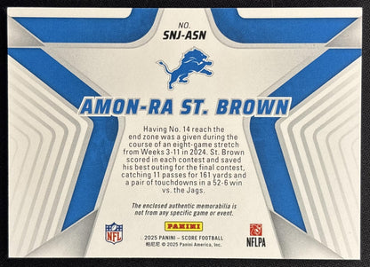 Amon-Ra St. Brown 2025 Panini Score Stars of the NFL Jersey Lions back