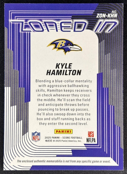 Kyle Hamilton 2025 Panini Score Zoned In Jerseys Ravens Sports Trading Cards