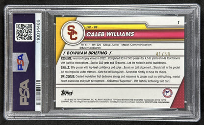 Caleb Williams 2023 Bowman University Chrome Gold Refractor /50 PSA 10