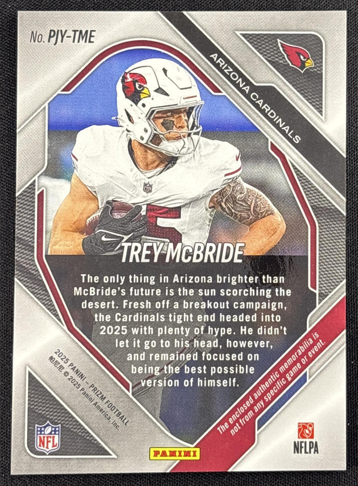 Trey McBride 2025 Panini Prizm Premier Jerseys Cardinals