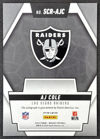 AJ Cole 2025 Panini Mosaic Scripts Raiders
