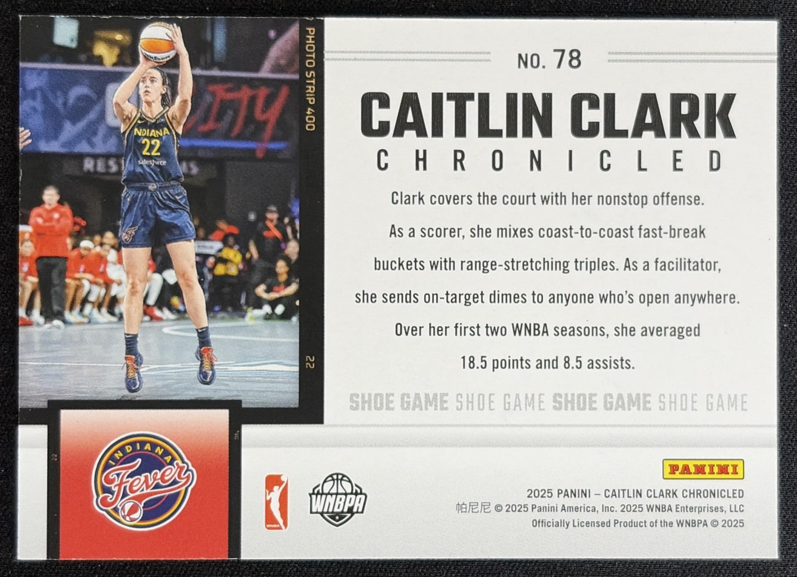 Caitlin Clark 2025 Panini Chronicled Shoe Game Red Holo Fever 78