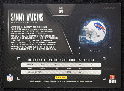 Sammy Watkins 2016 Panini Playbook Green /25 Bills Sports Trading Card